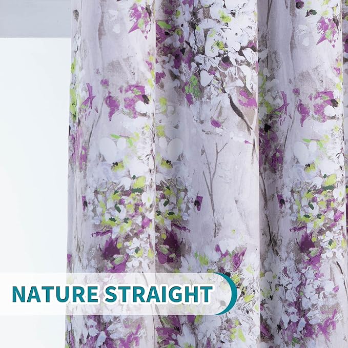 MYSKY HOME Purple Curtains 108 Inch Length Thermal Curtains for Living Room Vintage Floral Curtains Window Panels for Bedroom 2 Panels, Grommet Top
