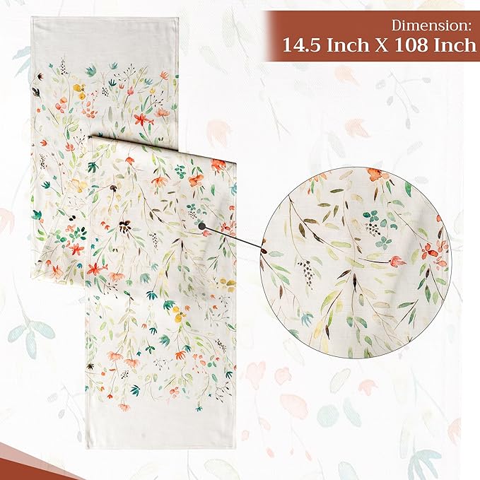 Maison d' Hermine Table Runner 100% Cotton Double Layer Table Runners 108 inches Long Decorative for Home Kitchen Dining Party Baby Shower Wedding Bridal Shower Spring Summer (Colmar, 14.50" x 108")