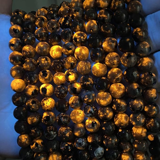 12MM 28PSC Flame Yooperlite Stone Beads Loose Beads for Jewelry Making DIY Bracelets Show Flame Color Under The Irradiation of UV Lamps
