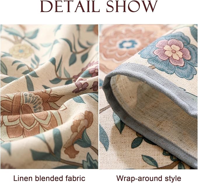 Designer Vintage Linen Rectangle Extra Long Tablecloth,William Morris Floral Colorful Pattern Table Cloth,Decor Table Cover for Kitchen,Dining,Thanksgiving,67"*118"-Flowershadow a