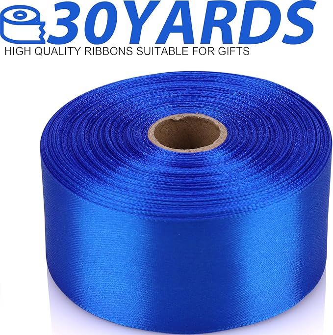 1-1/2 Inch 30 Yards Blue Solid Satin Ribbon for Gift Wrapping,Craft Floral Bouquets,Wedding Party,Timeless Flower,Decoration Floral Hair,Balloons