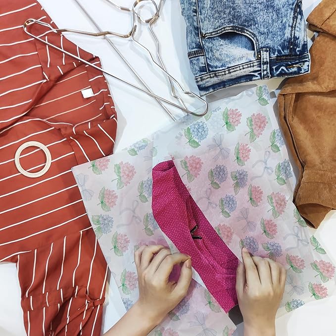 Pro Supply Global Hydrangeas Printed Tissue Paper for Gift Bags or Boxes and Wrapping - Bulk Decorative Art Tissue Paper for Packaging and Gifting | 24 Sheets 20" x 30"