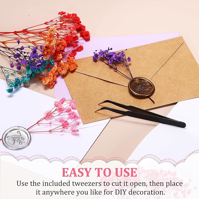 PATIKIL Mini Dried Gypsophila Flower Kit, 30Pcs 4 Inch Rose Purple Natural Pressed Floral Bundles with Tweezer for DIY Resin Crafts Gift Wedding Christmas Card Decor Flower Bouquets