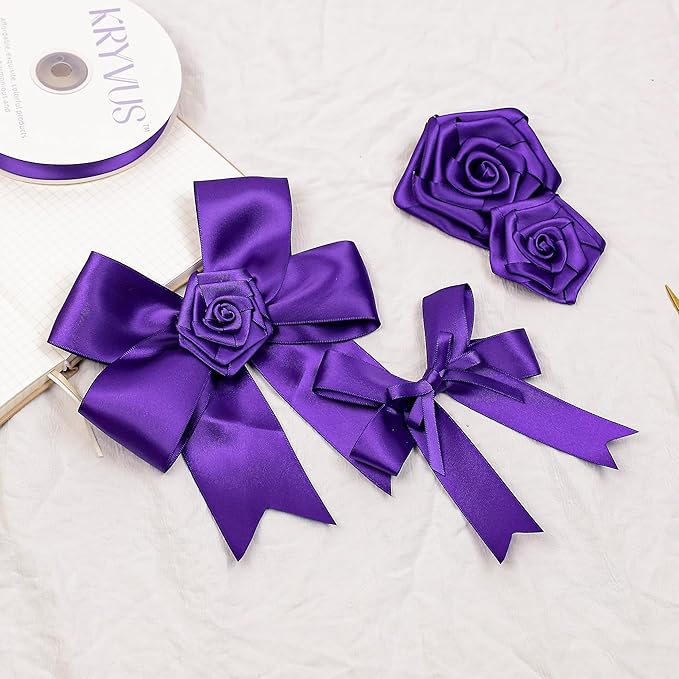 Purple Satin Ribbon, Double Faced 1 Inch X 50 Yards Purple Ribbon, Premium Satin Ribbon for Gift Wrapping, Crafts, Hair Bow Making, Sewing, Flower Bouquet, Wedding Party Decor