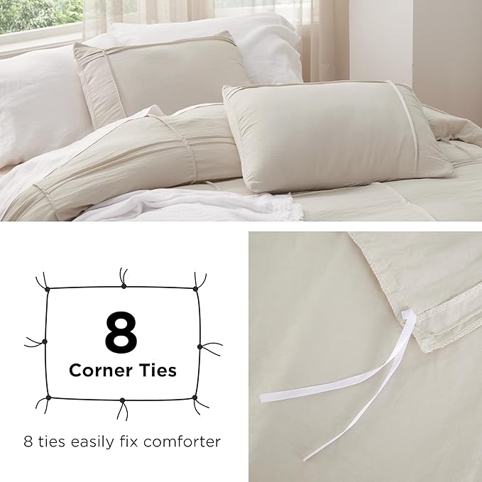 Bedsure Grid Boho Duvet Cover Queen Size - Shabby Chic Tufted Boho Bedding Set, 3 Pieces Shabby Chic Home Bedding for All Seasons, Includes 1 Queen Duvet Cover & 2 Pillowcases (Green, 90" x 90")