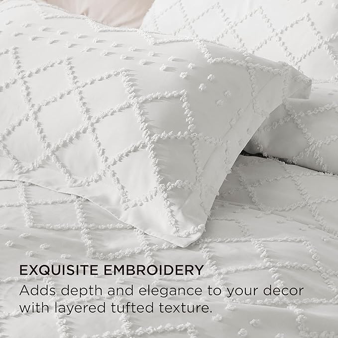 Bedsure Boho Oversized King Duvet Cover - White Breathable & Soft Boho Bedding, Machine Washable Comforter Cover for All Seasons, Includes 1 Duvet Cover 120"x98" with 2 Pillow Shams & Zipper Closure