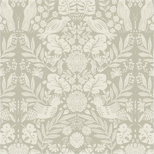 Boho Wallpaper Peel and Stick Wallpaper Vintage Leaf Contact Paper Self Adhesive Wall Paper Removable 17.3" X 197"Beige Art Decoration Floral Wallpapers for Bedroom Home Kitchen Cabinets Vinyl