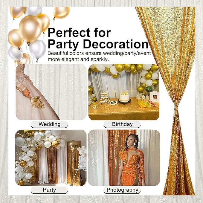 White Sequin Backdrop Curtain 8FTx8FT 1 Panel White Sequin Background for Parties Glitter Backdrop Curtain for Wedding Baby Shower Photo