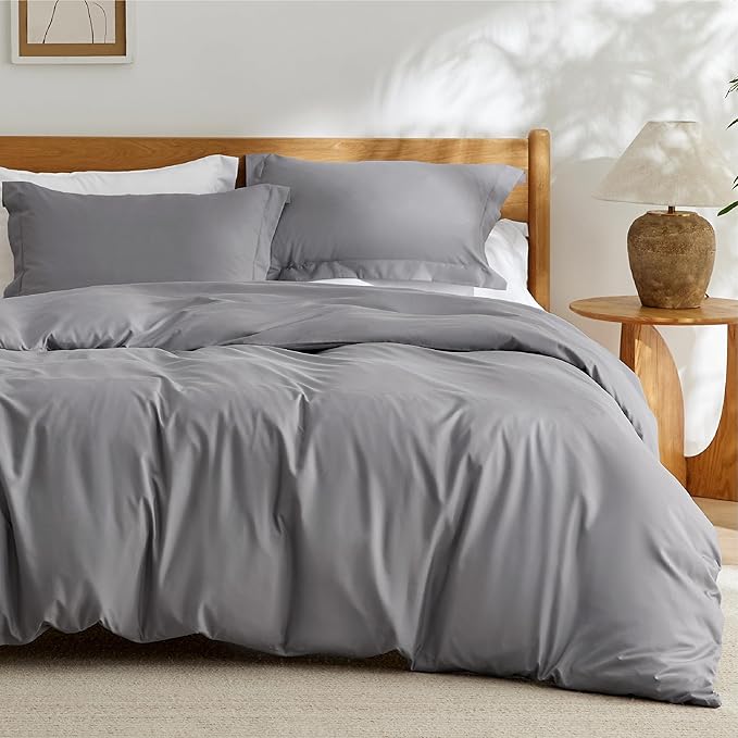 Bedsure Duvet Cover California King Size - Soft Double Brushed Bedding Set for Kids & Adults, Zipper Closure, 3 Pieces, Includes 1 Duvet Cover (104"x98") & 2 Pillow Shams, NO Comforter, Grey