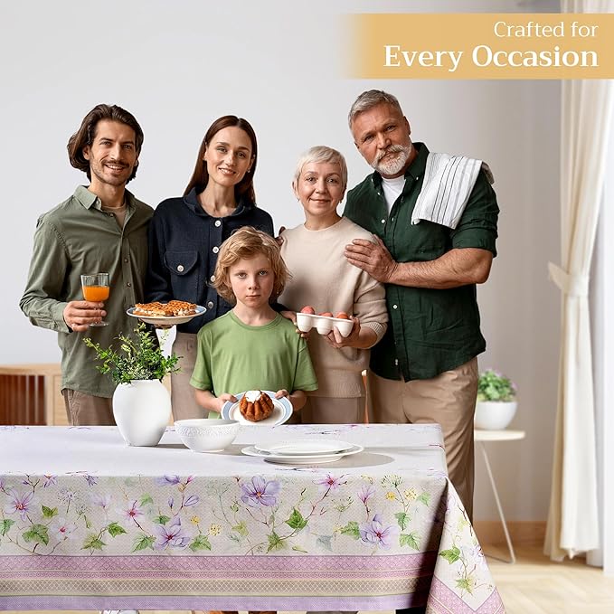 Maison d' Hermine Table Cloth Rectangle Table 100% Cotton 60 x 120 Inches Tablecloth Reusable Decorative for Dining Room, Farmhouse, Home, Party, Festive & Wedding Spring Summer - Magnolia Mornings