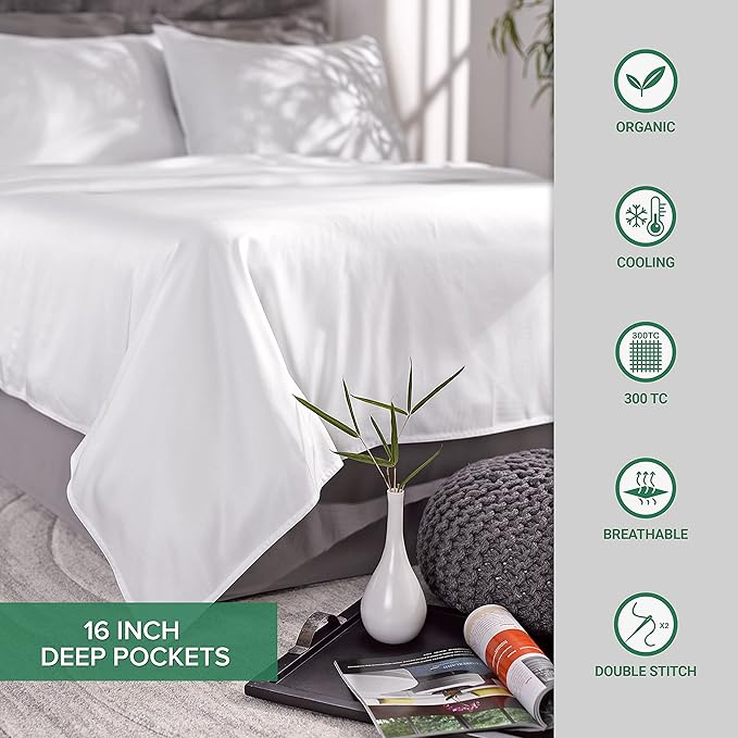 Pure Bamboo California King Sheets, Genuine 100% Organic Viscose Derived from Bamboo Bed Sheet Set, Soft & Cooling, Double Stitching, 2 Year Quality Promise (California King, Graphite)