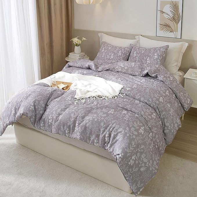 HighBuy Vintage Floral Comforter Set Full Size Garden Lavender Floral Bedding Set Aesthetic Flowers Botanical Comforter Set 1 Full Size Boho Comforter with 2 Pillowcases,Flower Bedding Set