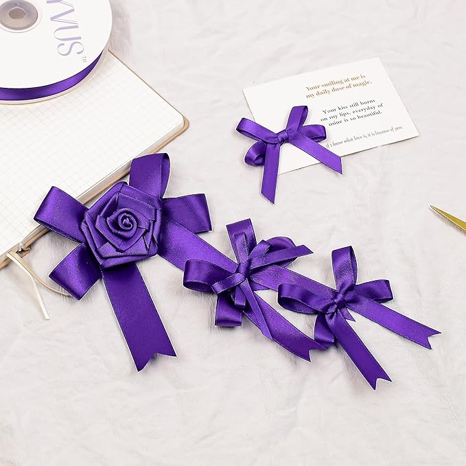 Purple Satin Ribbon, 3/8 Inch X 25 Yards, Premium Satin Ribbon for Gift Wrapping, Crafts, Hair Bow Making, Sewing, Flower Bouquet, Wedding Party Decor