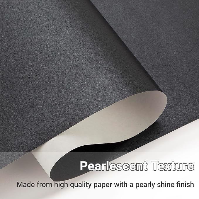 Rumvan Black Matte Wrapping Paper16.9 Inches X 39.3 Feet,Solid Color pearlescent Gift Wrapping Paper,Perfect for Valentine's Day,Birthday,Christmas,Graduation,Baby Shower,DIY Bouquet (Black colour)
