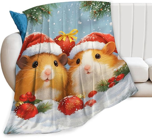 Guinea Pig Blanket Cute Christmas Guinea Pig Throw Blanket Soft Cozy Fleece Fuzzy Stuffed Plush Flannel Gifts for Girls Women Boys Kids Adults 60"X80"