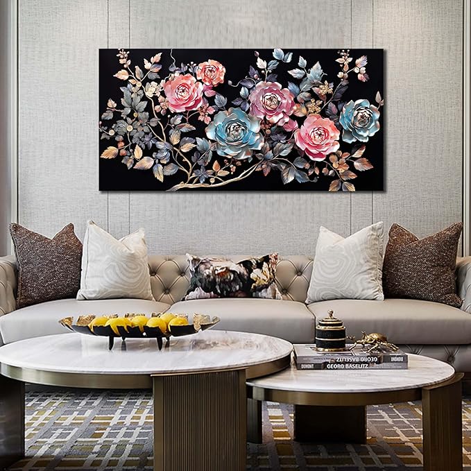 Colorful Flower Wall Decor Living Room Vintage Wall Decor Bedroom Teen Room Prints Decor for Girls Room 24" x 48"