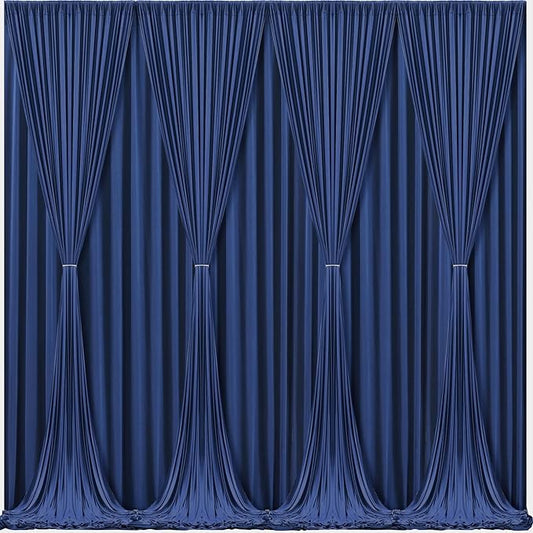 Navy Blue Backdrop Curtains-Wrinkle-Free Navy Blue Curtains Polyester Photography Drapes Wedding Background for Baby Shower Birthday Graduation Party Decorations - 40 X10FT