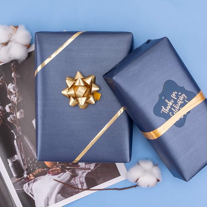 RUSPEPA Navy Gift Wrapping Paper for Men Boys, Jumbo Roll, Navy Blue Solid Color Pearly Shiny Silk Gift Paper for Father's Day, Wedding, Birthday, Christmas, Baby Shower, 30 inches x 32.8 feet