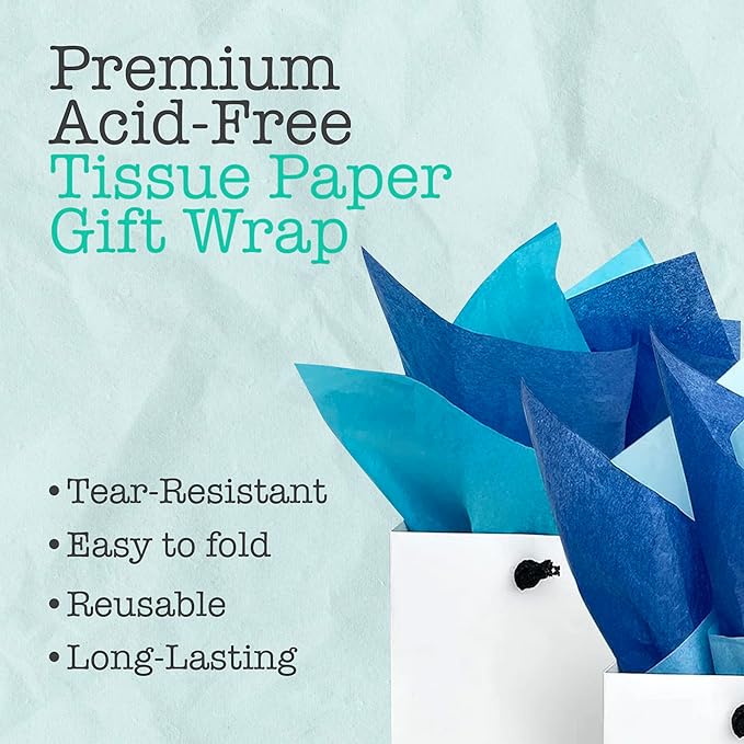 Ocean Tides 100 Sheets (14 x 20 Inches) Christmas Wrapping Paper – Gift Wrapping Tissue Paper Bulk for Crafts, Birthdays, & Holidays – Colored Tissue Papers for Gift Bags & Decorations, Silver
