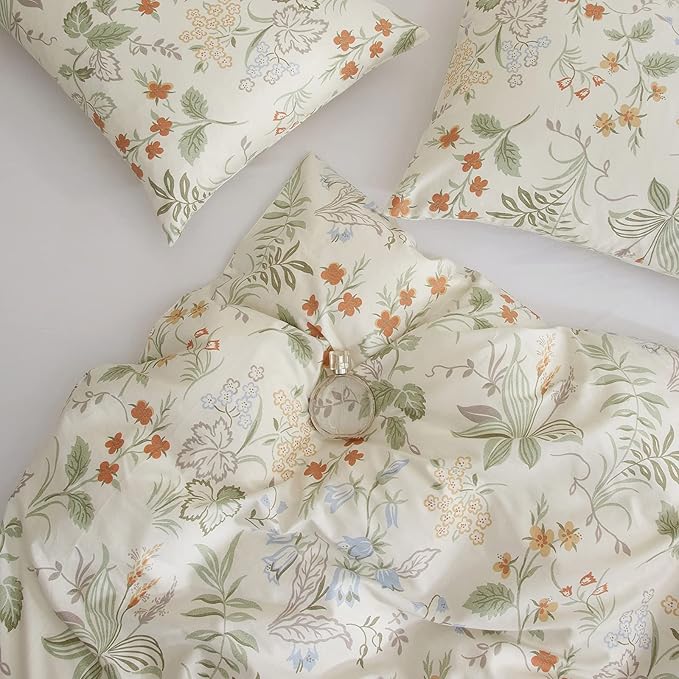 VM VOUGEMARKET Twin XL Comforter Set Green Flower Botanical Bedding Comforter with 2 Pillowcases,All Season Fluffy Soft & Lightweight Comforter for Teen Girls 68"x90"