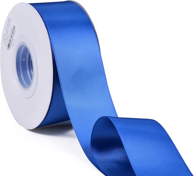 YAMA Royal Blue Double Faced Satin Ribbon, 1 1/2 Inch 25 Yards, Great for Crafts Bows Flower Bouquet Wedding Home Decor Gift Wrapping