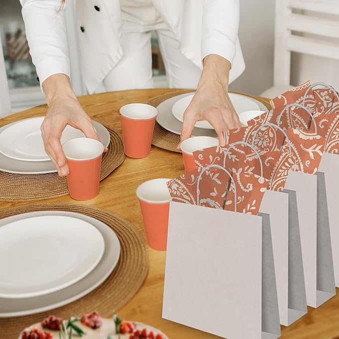 Orange Paisley and Pumpkins Printed Tissue Paper for Birthday Party Gift Bags or Boxes and Wrapping - Fall Bulk Decorative Art Tissue Paper for Packaging and Gifting | 24 Sheets 20" x 30"