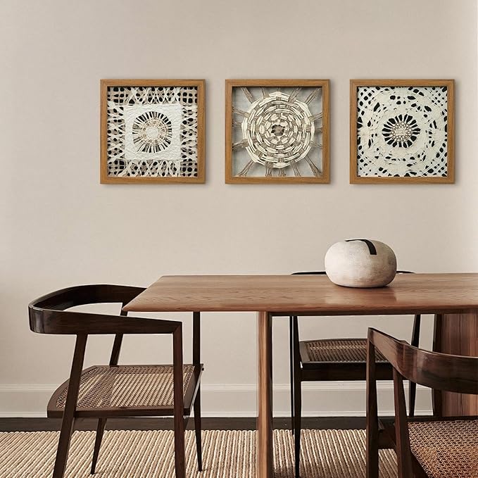 FOLKOR Abstract Framed Wall Decor for Entryway Staircase Art Gallery, 12" Handmade Paper Artwork Eclectic Home Accent, Geometric Floating Shadow Box Wall Plaque Gift for Birthday Thanksgiving
