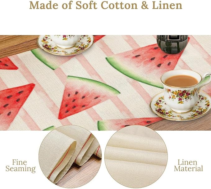 Watermelon Table Runner,Summer Fruit Tropical Birthday Party Decoration Dining Room Home Kitchen Table Decor 13 x 36Inch