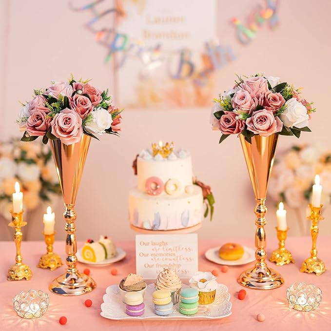 Flower Centerpieces for Wedding Tables: Wedding Table Decorations Dusty Rose & White Flower Balls Centerpieces for Engagement Cerebration Party Center Pieces 6 Packs