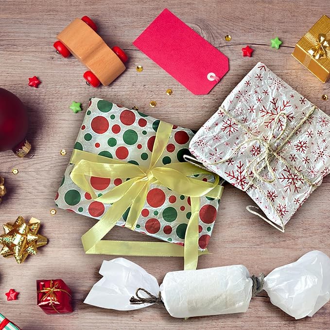 140 Sheets Christmas Tissue Paper,Assorted Xmas Design Bulk Gift Wrapping Paper for Gift Boxes DIY Crafts Birthday Holiday Decoration,19.7"x19.7"(7 Patterns)
