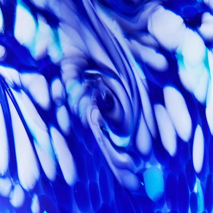 Luxury Lane Hand Blown Cobalt Blue Confetti Art Glass Flower Vase for Home Decor 10 inch Tall Centerpiece Table Decoration