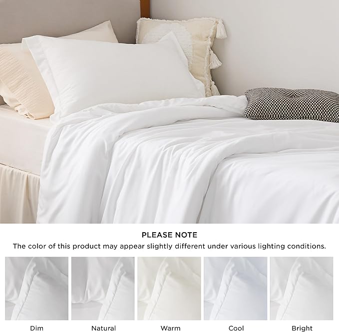 Bedsure Duvet Cover Twin/Twin XL Size - Soft Double Brushed Bedding Set for Kids & Adults, Zipper Closure, 2 Pieces, Includes 1 Duvet Cover (68"x90") & 1 Pillow Sham, NO Comforter, White