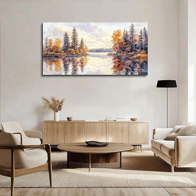 PHAOHUAXM Abstract Ink Landscape Painting Wall Art Painting Modern Canvas Print Natural Landscape Art Pictures Living Room Dining Room Wall Decor Bedroom Office Home Decoration Aesthetics 20x40 In