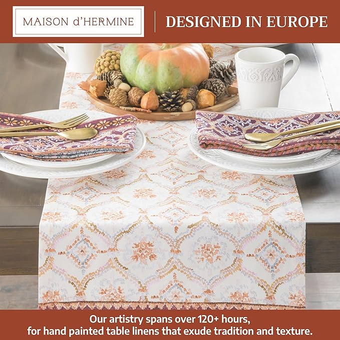 Maison d' Hermine Table Runner 100% Cotton Single Layer Table Runners 90 inches Long for Thanksgiving Christmas Decorations Home Kitchen Dining Party Wedding (Fair Isle, 14.5" x 90")