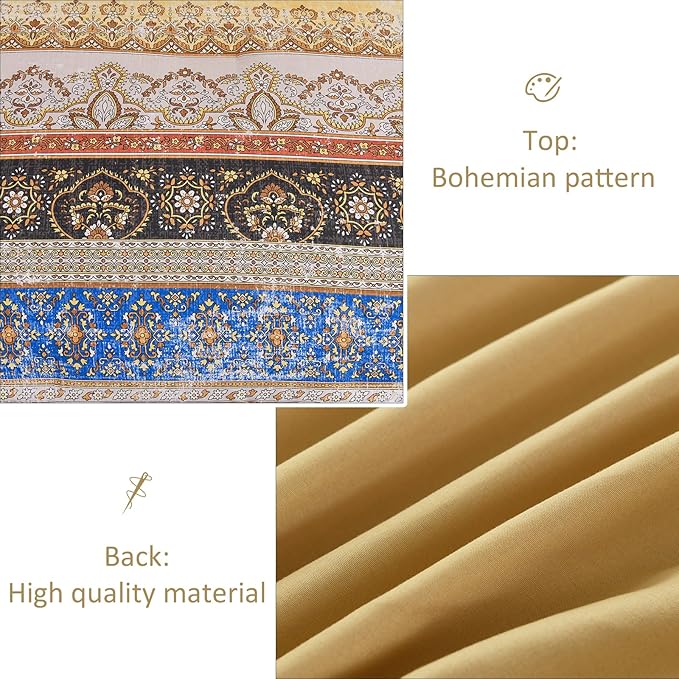 Cottolester Boho King Size Comforter Set 8 Pieces, Yellow Bohemian Striped Bed in a Bag, Paisley Soft Microfiber Bedding Comforter Set