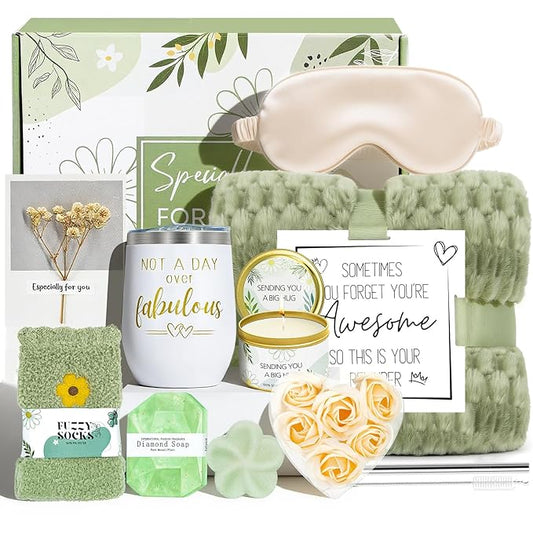 Birthday Gifts for Women, Self Care Gift Get Well Soon Gifts Basket for Women, Flower Relaxing Spa Gift Basket Bath Set,Unique Luxury Self Care Box Gift for Mom Her Wife Sister Girlfriend, Girl Friend