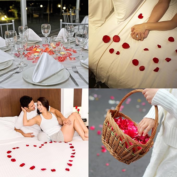 1500 PCS Separated White Rose Petals for Weddings, White Silk Flower Petals for Valentine's Day Decorations,Rose Petals for Romantic Night for Him Set