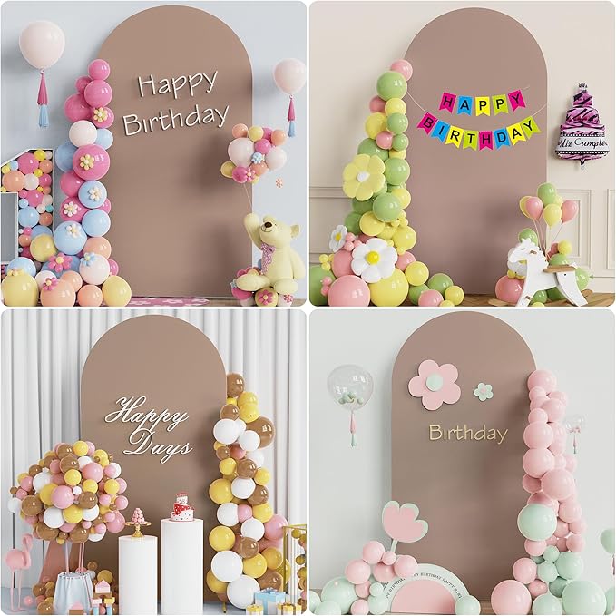 Wokceer 6.6FT Wedding Arch Backdrop Cover Spandex Fitted Wedding Arch Stand Covers Round Top Nude Brown Chiara Backdrop Cover for Birthday Party Ceremony Banquet Decoration