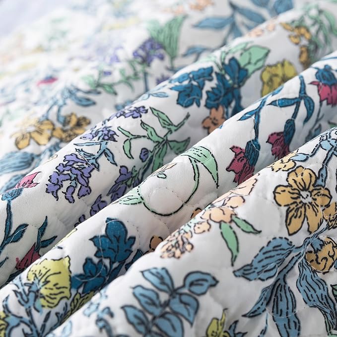 HoneiLife Quilt Sets Queen Size - Floral Quilt 3-Piece,Botanical Bedspreads Wildflower Coverlets for Queen Bed,Microfiber Bed Cover, Queen Quilt Bedding Set All Season Quilts-Variety