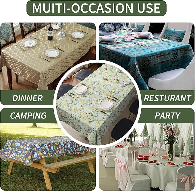 Rectangle Table Cloth,100% Waterproof Tablecloth Oil Proof Spill Proof Vinyl Table Cloth, Wipe Clean Plastic Table Cover for Dining, Camping, Indoor and Outdoor 54" x 102",Leaves