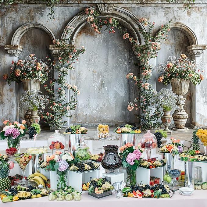 Baocicco 10x7ft Flower Castle Wall Photography Background Vintage Arch European Palace Victoria Wall Backdrop Women Themed Party Birthday Decorations Bridal Shower Ceremony Engagement Photoshoot
