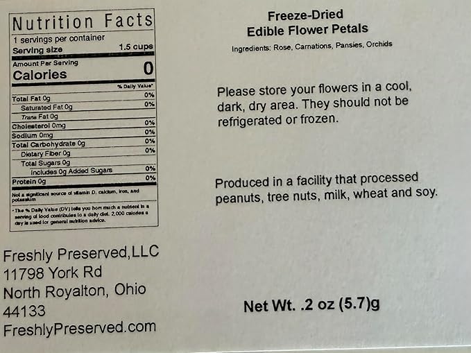 Edible Freeze-dried Flower Petals | 0.2 oz Dried Edible Flowers | About 1.5 Cups of Edible Flower Petals | Edible Flower Petals for Cocktails | Edible Flower Petal Garnish | Dried Edible Flower Petals