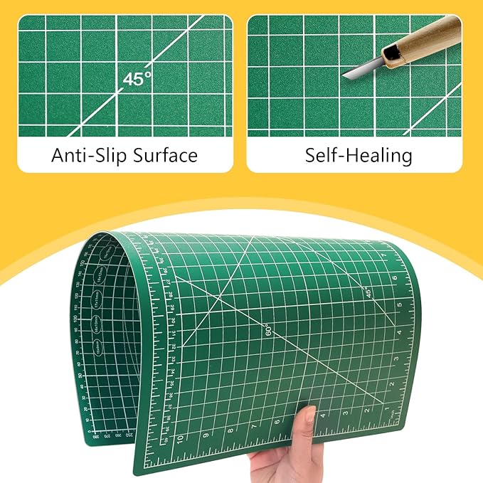 10 Pack Self Healing Cutting Mat 12" x 18" Rotary Cutting Sewing Mat A3, 5-Ply Cutting Board for Crafting, Sewing, Scrapbooking, Quilting and Precision Cutting