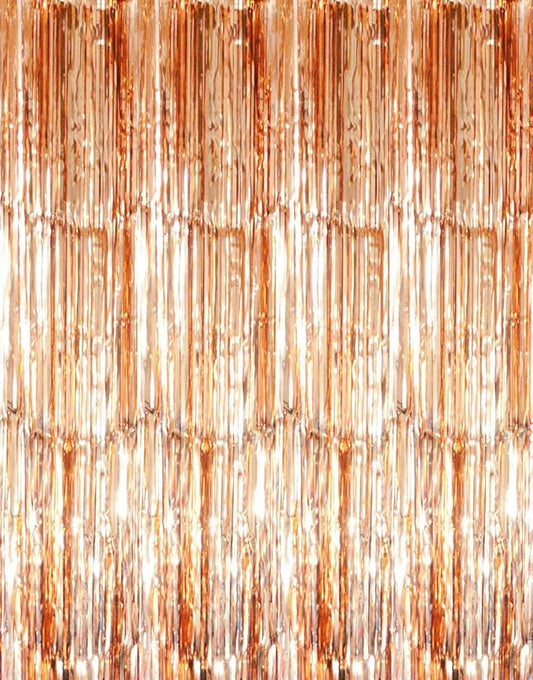 GOER 3.2 ft x 8.2 ft Metallic Tinsel Foil Fringe Curtains Party Photo Backdrop Party Streamers for Birthday,Graduation,New Year Eve Decor (5 Packs,Champagne Gold)