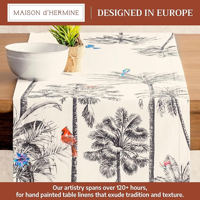 Maison d' Hermine Table Runner 100% Cotton Single Layer Table Runners 36 inches Long for Thanksgiving Christmas Decorations Home Kitchen Dining Party Wedding (Amazonia, 14.5" x 36")