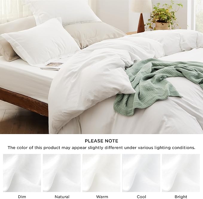 Bedsure Twin Size Duvet Cover with Fitted Sheet - 3 Pieces Prewashed Cotton-Like Extra Soft Bedding Set, Includes 1 Duvet Cover 68x90 Inches with Zipper Closure, 1 Pillow Sham, 1 Fitted Sheet, White