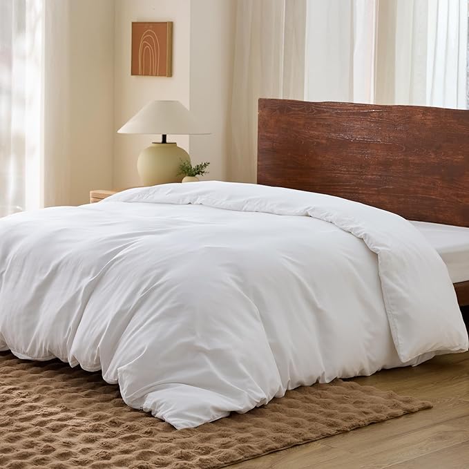 Bedsure Duvet Cover California King Size - Only Includes 1 Duvet Cover (104"x98"), Hotel Luxury Soft Double Brushed All Season Bedding for Kids & Adults, Zipper Closure, NO Comforter, White