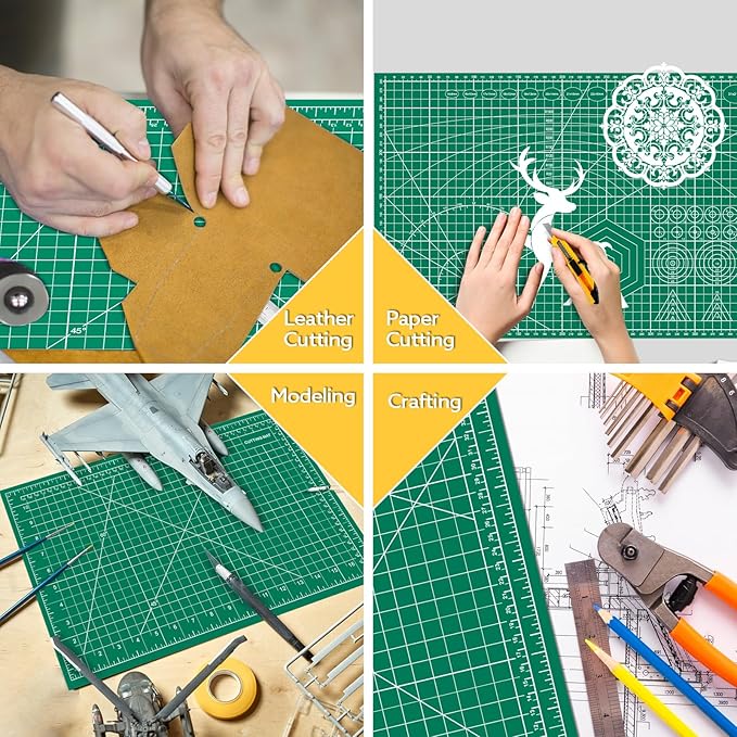 10 Pack Self Healing Cutting Mat 12" x 18" Rotary Cutting Sewing Mat A3, 5-Ply Cutting Board for Crafting, Sewing, Scrapbooking, Quilting and Precision Cutting
