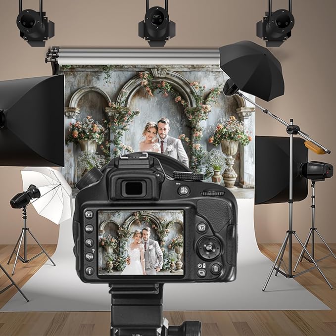 Baocicco 8x6.5ft Flower Castle Wall Photography Background Vintage Arch European Palace Victoria Wall Backdrop Women Themed Party Birthday Decorations Bridal Shower Ceremony Engagement Photoshoot