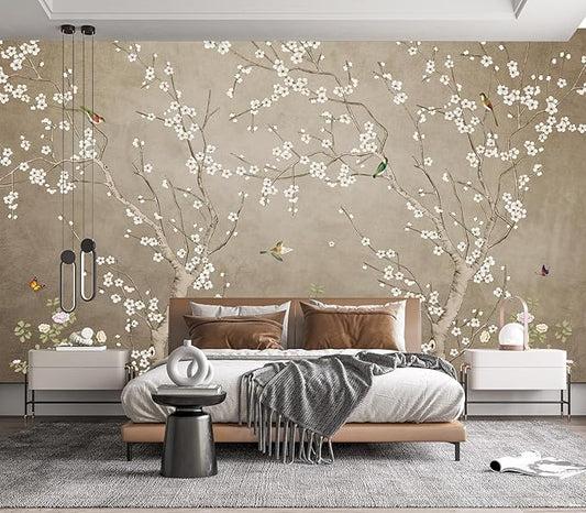 Eierme-Chinoiserie Wall Decor. Background Wall China Style Mural Wallpaper Peel and Stick 90" x 67"